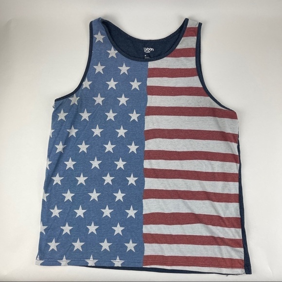 Urban Pipeline Tank Top Mens XL Red White Blue Flag American - Picture 1 of 8